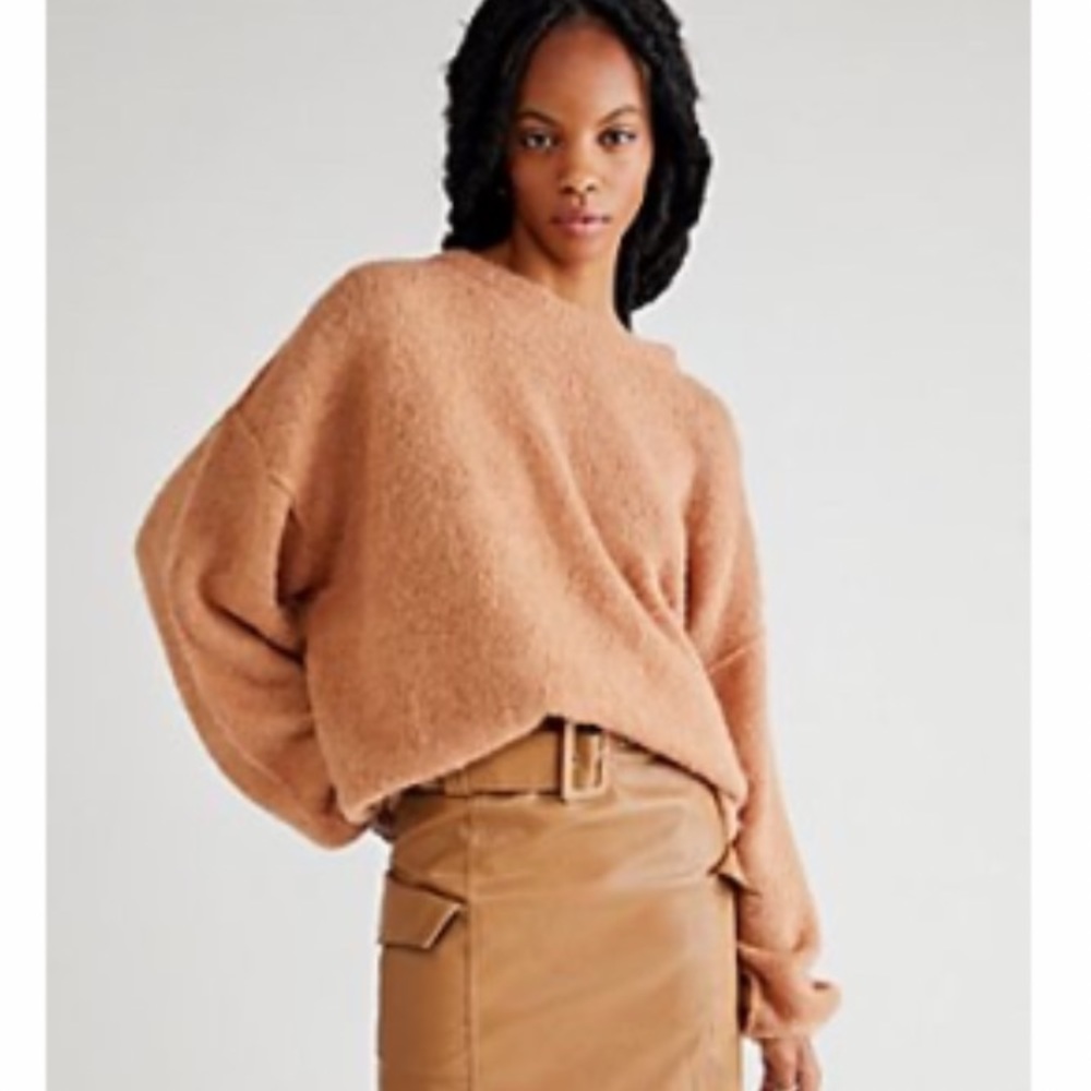 Free People Angelic Pullover Burnt Orange Oversized XL